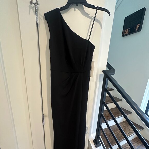 NWT CALVIN KLEIN ONE SHOULDER GRECIAN STYLE GOWN BLACK | SIZE 0 - Picture 6 of 15